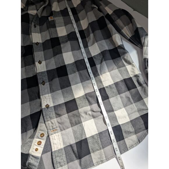 Carhartt Top Mens 3X Black White Plaid Button Front Flannel Relaxed Fit - Picture 9 of 10